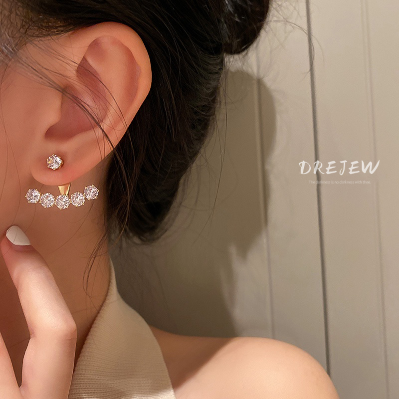DREJEW ต่างหูเข็มเงิน 925 ประดับเพทาย รูปหัวใจ เพชร แฟชั่นสไตล์เกาหลี