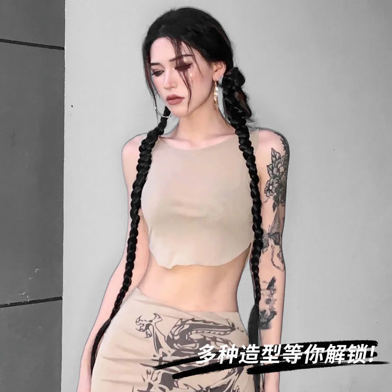 วิกผมหางม้าถักเปีย สไตล์ยุโรปและอเมริกา วิกผมยาว ผมจําลอง หวานแหวว สาวเท่ สุทธิสีแดง สาวร้อน บิดถักเปีย