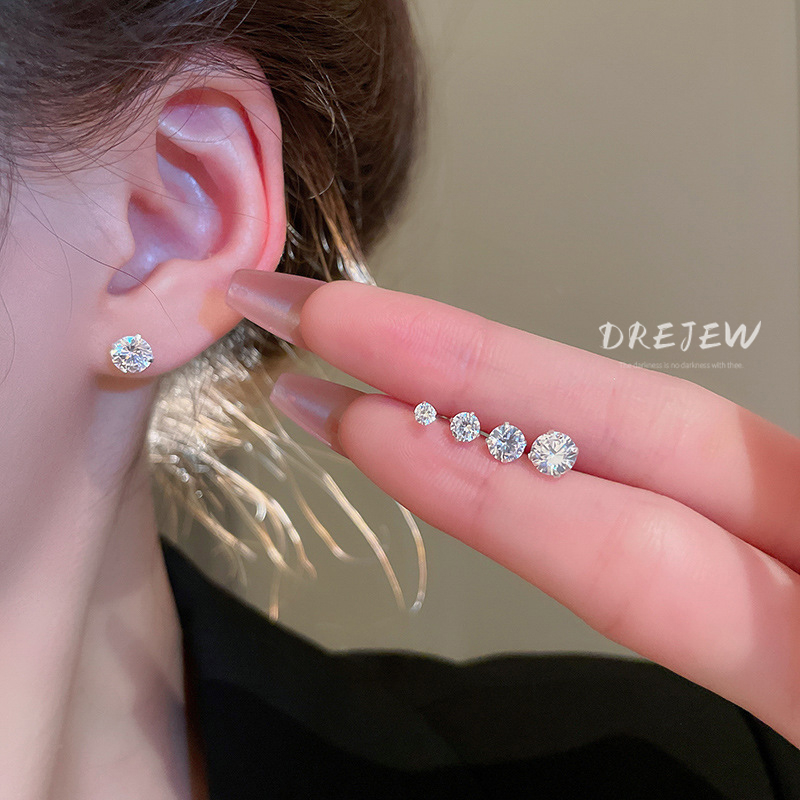 DREJEW ต่างหูแบบหนีบ ประดับเพทาย หลายชั้น ไม่ต้องเจาะหู เรียบง่าย เท่ แฟชั่น สําหรับผู้หญิง