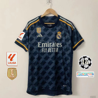 เสื้อกีฬาแขนสั้น ลายทีมฟุตบอล Real Madrid 23/24 ชุดเยือน ไซซ์ S-4XL