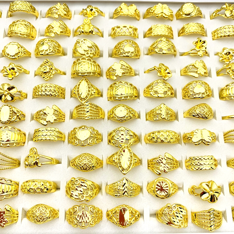 20ชิ้น ซินซิน แหวนสําหรับผู้ชายผู้หญิงชุบทองแกะสลักรูปแบบแฟชั่นเครื่องประดับอุปกรณ์เสริม
