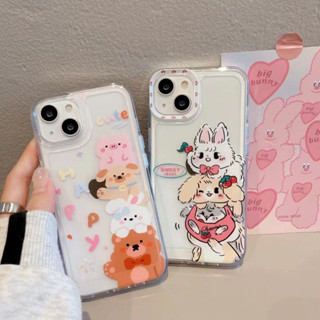 [เคสใส ลายกระต่าย หมู กันกระแทก] สําหรับ iPhone14pro 13 12 pro max 11