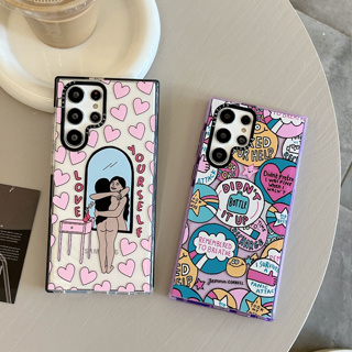 แฟชั่น รูปหัวใจ ซิลิโคน ป้ายกำกับ เคส Samsung Galaxy NOTE 10 plus note20 note 20 ultra s20 fe s21 fe s22 s23 plus ultra A13 A23 A33 A53 A52 A52S A04 A14 A34 A54 4G 5G case