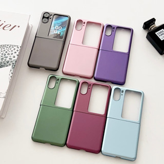 เคสโทรศัพท์มือถือ PC ชุบไฟฟ้า แบบพับได้ กันกระแทก สีพื้น สําหรับ OPPO Find N2 Flip 5G