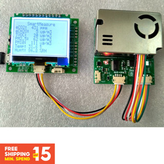 โมดูลเซนเซอร์ตรวจจับอุณหภูมิ และความชื้น 7-in -1 พร้อมหน้าจอ PM2.5 PM10 C02 TVOC