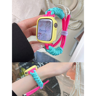 【Band+Case】สายนาฬิกาข้อมือไนล่อน แฮนด์เมด สําหรับ iwatch Serie 8 7 6 SE 5 4 3 2 iwatch Band 44 มม. 45 มม. 41 มม. 40 มม. 38 มม. 49 มม. 42 มม.