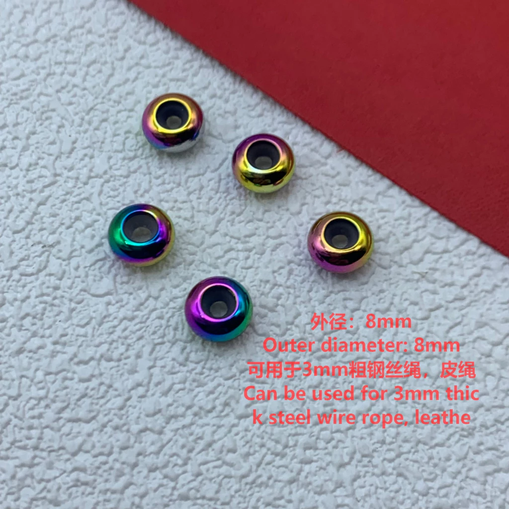 ลูกปัดสเปเซอร์ 8 มม. สําหรับสร้อยข้อมือ เชือกหนัง 3 มม. สีทอง สีเงิน thumbnail 4