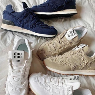 Miu MIU x New Balance 574 รองเท้าลําลอง สําหรับผู้ชาย ผู้หญิง