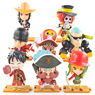 โมเดลฟิกเกอร์ Pvc อนิเมะ One Piece Nico Robin Monkey D Luffy Nami Roronoa Zoro Tony Tony Chopper Brook Franky ขนาด 7 ซม. ของเล่นสําหรับเด็ก 6 ชิ้น ต่อชุด