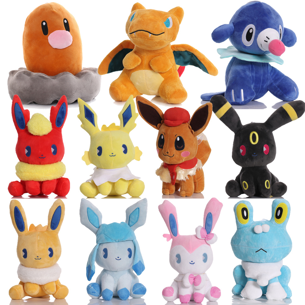 12 สไตล์ 20-29 ซม.อะนิเมะ Eevee Umbreon Jolteon Flareon Sylveon Charizard Popplio Froakfie Diglett Glaceon Vulpix ของเล่นตุ๊กตาตุ๊กตานุ่มตุ๊กตาของเล่นตุ๊กตาเด็กคริสต์มาสของขวัญ