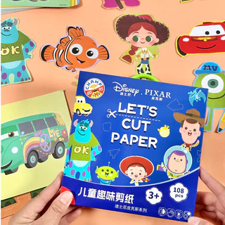 ✅พร้อมส่งในไทย✅พร้อมส่ง Paper Cut ชุดตัดกระดาษ 108แผ่น ฟรีกรรไกร1ด้าม ฝึกตัดกระดาษ งานศิลปะ ของเล่นเสริมพัฒนาการ ตัดกระดาษ-DISNEY