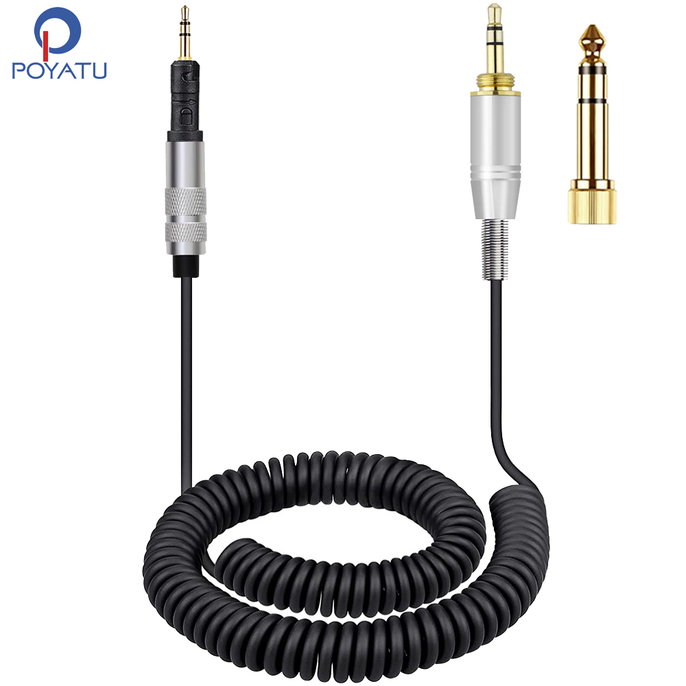 Poyatu Spring Relief Coiled Cable สําหรับ Audio Technica ATH-M50x ATH-M40x ATH-M70x ATH M50x M40x M70x หูฟังสายไฟสายไฟ