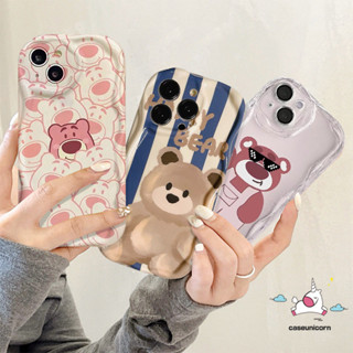 เคสโทรศัพท์มือถือ ขอบโค้ง ลายหมีสตรอเบอร์รี่ 3D สําหรับ OPPO A16 A96 A7 A57 A52 A15 A12 A92 A1k A74 A95 A54 A77 A55 A31 A17k A5s A16s A76 A17 A35 A77s A53 A33 A3s A32 A12E A9 A5