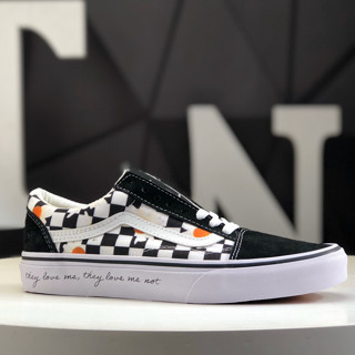 Vans Official Chessboard Checker Little Daisy รองเท้าผ้าใบลําลอง สําหรับผู้ชาย ผู้หญิง สีดํา สีขาว