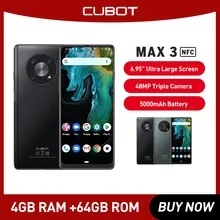 Cubot MAX สมาร์ทโฟน 3 4GB+64GB หน้าจอ 6.95 นิ้ว กล้อง 48MP แบตเตอรี่ 5000mAh Android 11 กันน้ํา