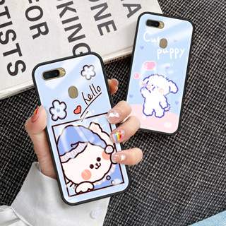 เคสโทรศัพท์มือถือกระจกนิรภัย TPU แบบนิ่ม ขอบแข็ง กันกระแทก สําหรับ OPPO A12 A5s A7 เคส