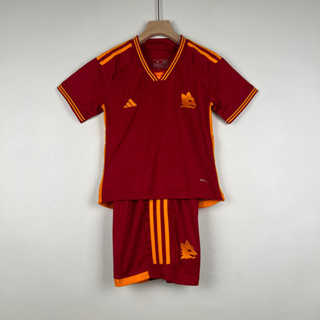 เสื้อกีฬาแขนสั้น ลายทีมชาติฟุตบอล Roma 2023-24 ชุดเหย้า สําหรับเด็ก