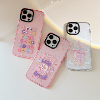 CASE.TIFY High end air cushion protection phone case for iphone 14 14plus 14pro 14promax 13 13pro 13promax Lovely lucky positive energy text pattern 12 12pro 12promax 11 11promax Cute Cartoon Soft Casing x xr xsmax 7plus 2022 New design Highquality