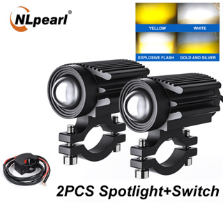 Nlpearl ไฟตัดหมอก LED 6000LM 60W 2 สี สําหรับรถจักรยานยนต์ สกูตเตอร์ 2 ชิ้น