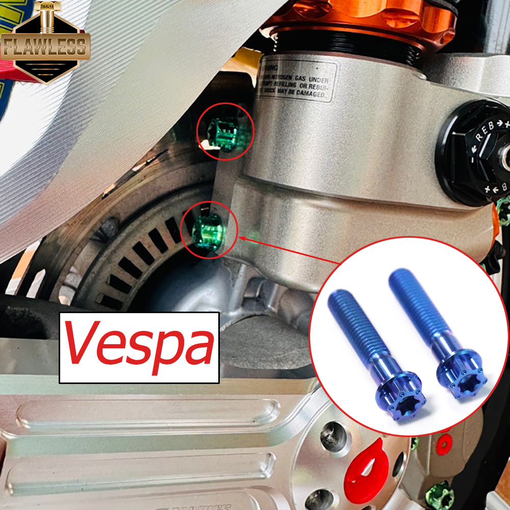 FLAWLESSTI Vespa Sprint Primavera 150 Primavera 150 S 125 น็อตโช๊คอัพหน้า น๊อตไททาเนียม เกรด5
