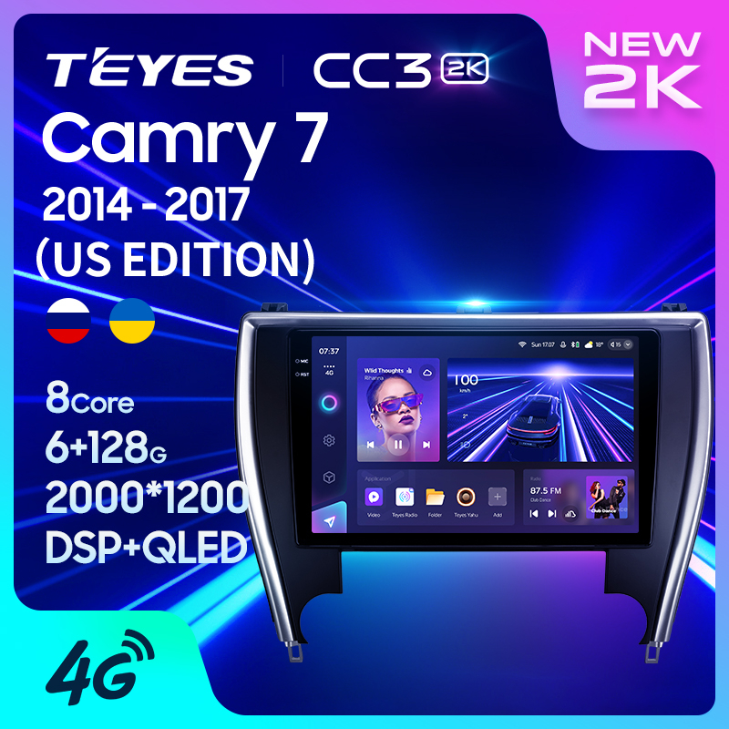 Teyes CC3 2K เครื่องเล่นมัลติมีเดีย วิทยุ US EDITION GPS Android 10 No 2din 2 din dvd สําหรับ Toyota Camry 7 XV 50 55 2014-2017