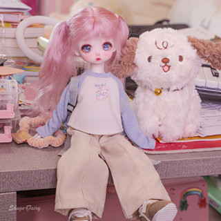 Bjd ตุ๊กตาเรซิ่น รูปการ์ตูนอนิเมะ ตาโต ปากขยับได้ ขนาดเล็ก 1/6 สําหรับเด็กผู้หญิง