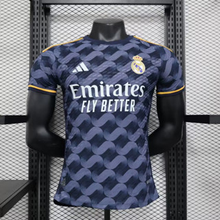 เสื้อกีฬาแขนสั้น ลายทีมชาติฟุตบอล Real Madrid 2023 2024 ชุดเยือน สีเทา