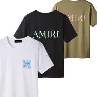 ใหม่ เสื้อยืดคอกลม แขนสั้น พิมพ์ลายโลโก้ Amiri Water Drop สําหรับผู้ชาย และผู้หญิง