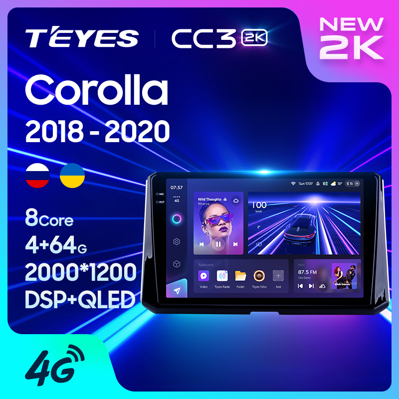 Teyes เครื่องเล่นมัลติมีเดีย วิทยุ CC3 2K GPS Android 10 No 2din 2 din สําหรับ Toyota Corolla 12 2018-2020