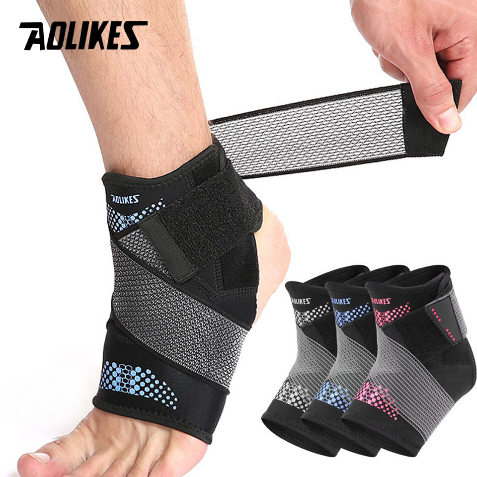AOLIKES สายรัดข้อเท้าแบบกด압력 พร้อมผ้ายืดหยุ่น ปรับได้ สำหรับออกกำลังกาย