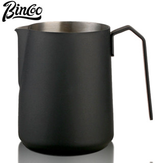 Bincoo โหลใส่ฟองนม กาแฟ สเตนเลส ลายดอกไม้ พร้อมสเกล 600 มล.