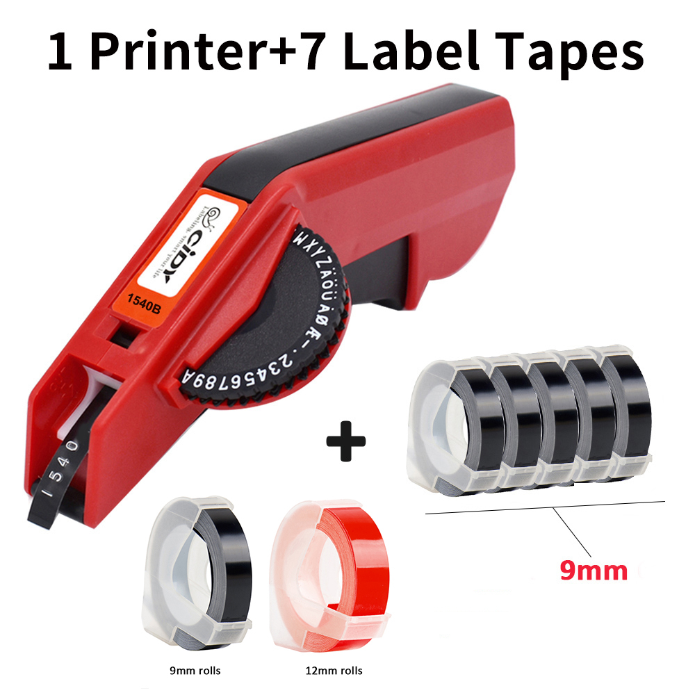 Cidy 1540 เทปฉลาก ลายนูน สําหรับเครื่องพิมพ์ฉลาก 3D 9 & 12 มม. Dymo 1610 Motex E101
