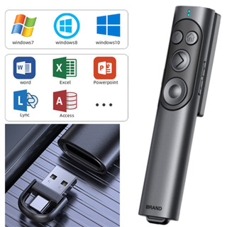 ตัวชี้แม่เหล็ก นําเสนองาน พร้อมเลเซอร์ PPT Presenter Remote Clicker สําหรับแล็ปท็อป Micro USB + ตัวรับสัญญาณไร้สาย Type C