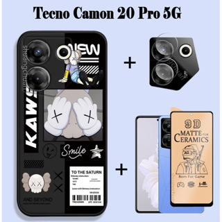 Tecno Camon 20 pro 5G เคสและฟิล์มกันรอยหน้าจอ ลายการ์ตูนนักบินอวกาศ อวกาศ เซซามีสตรีท เคสโทรศัพท์ + ฟิล์มเซรามิคนิ่ม + ฟิล์มเลนส์กล้อง 3in1