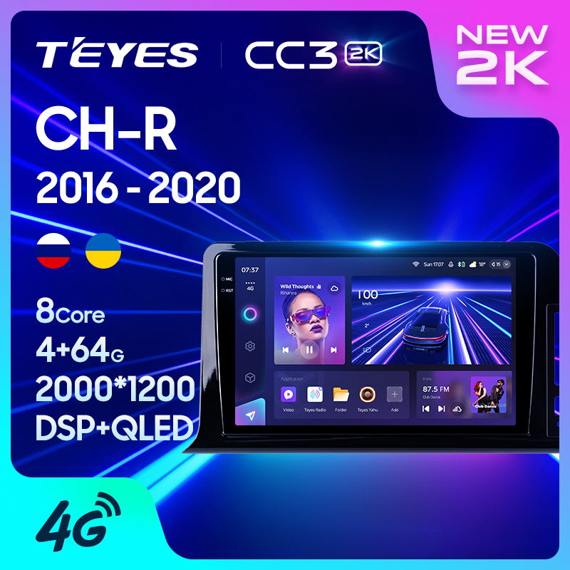Teyes เครื่องเล่นมัลติมีเดีย วิทยุรถยนต์ CC3 2K GPS Android 10 No 2din 2 din dvd สําหรับ Toyota C-HR CHR 2016-2020