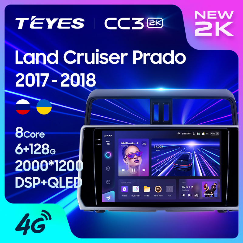 Teyes แผ่น dvd เครื่องเล่นมัลติมีเดีย วิทยุรถยนต์ CC3 2 สําหรับ Toyota Land Cruiser Prado 150 2017-2018 GPS Android 10 No 2din 2