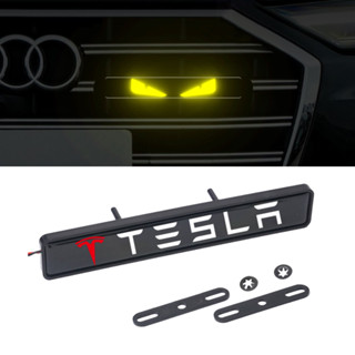 สติกเกอร์ตราสัญลักษณ์ LED สําหรับติดกระจังหน้ารถยนต์ tesla Model S Model X Model 3