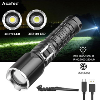 Asafee ไฟฉายฉุกเฉิน 3535A LED Type-c แบบเปิด ปิด XHP70 XHP160 ซูมได้ สําหรับตั้งแคมป์ ซ่อมรถยนต์