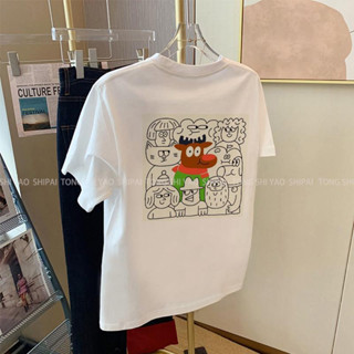 [L-4XL] เสื้อยืดลําลอง แขนสั้น พิมพ์ลายการ์ตูน ทรงหลวม สไตล์เกาหลี แฟชั่นฤดูร้อน สําหรับสตรี