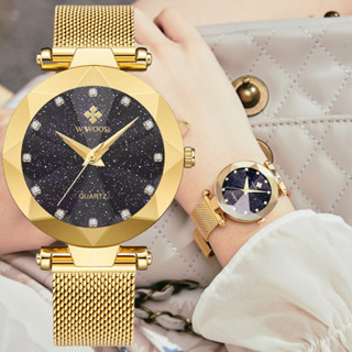 WWOOR Starry Sky นาฬิกาผู้หญิงหรูหราเพชร Rose Gold สุภาพสตรีนาฬิกาข้อมือ Casual นาฬิกากันน้ำพร้อม Box-8869