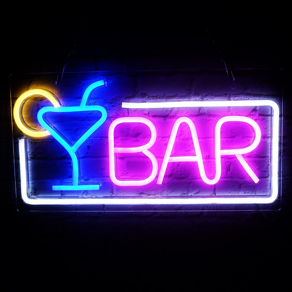 Neon Bar ป้ายสําหรับ Home Bar Wall Decor Led Neon Light เบียร์ค็อกเทล USB ขับเคลื่อนหรี่แสงได้ Light Up Sign สําหรับห้องนอนผับ Bistro Man Cave Party