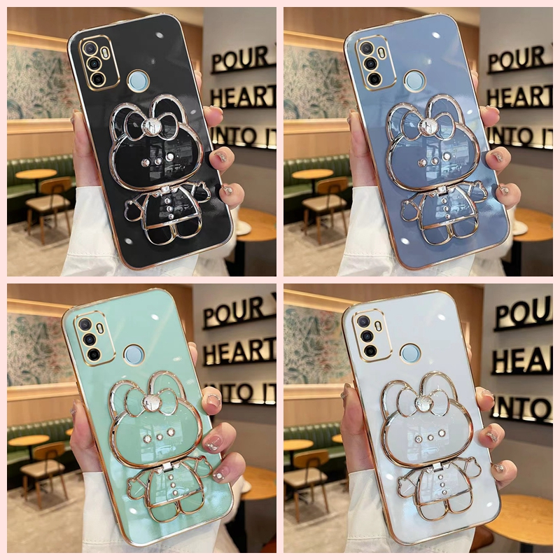 เคส Samsung S21 FE S10 S20 S20 Plus S20 ultra S21 Plus S22 S22 ultra ขอบตรง Electroplated กระต่ายเลนส์กรณีโทรศัพท์