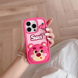 เคสโทรศัพท์มือถือ ซิลิโคนนิ่ม ลายการ์ตูนหมีสตรอเบอร์รี่น่ารัก สไตล์เกาหลี ญี่ปุ่น สําหรับ iPhone14 13 12 11 Pro MAX