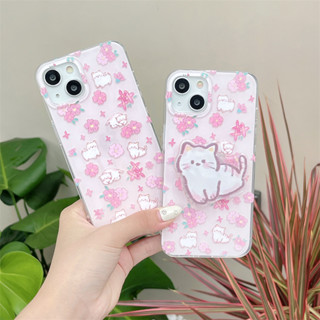 เคสโทรศัพท์มือถือ TPU ลายดอกไม้ แมว สําหรับ iphone 14 pro max 13 pro msx