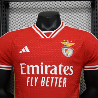 เสื้อกีฬาแขนสั้น ลายทีมชาติฟุตบอล Benfica สีแดง 2023 2024