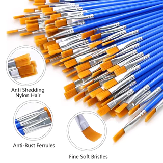 1 Pcs Paint Brush Flat Round Small Brushes Bulk for Acrylic Painting