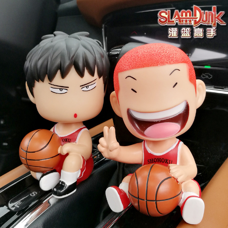 โมเดลฟิกเกอร์ PVC อนิเมะ Slam Dunk Sakuragi Hanamichi Rukawa Kaede Shaking Head ขนาด 13 ซม. สําหรับตกแต่งรถยนต์ 1 ชิ้น