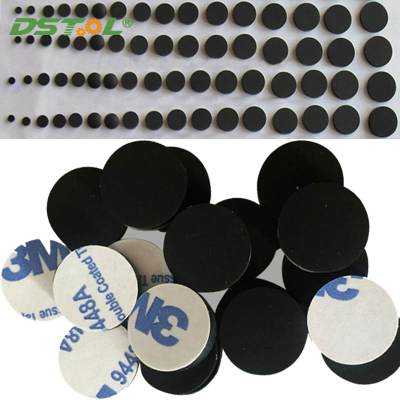 Self กาวรอบยางซิลิโคนสีดําฟุตเฟอร์นิเจอร์ Pad Protectors Damper กันชน Anti-slip เส้นผ่านศูนย์กลาง 4.5-90 มม.Thk 1.5 มม.3 มม.
