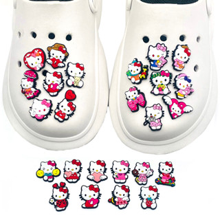 ใหม่ Sanrio Hello Kitty Crocs Jibbitz ชุดจี้กระดุมรองเท้า หมุดอุดตัน PVC แท้ การ์ตูนน่ารัก