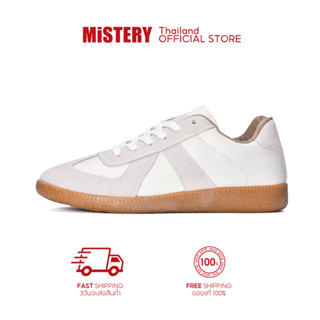 MISTERY รองเท้าผ้าใบผู้หญิง หนังฝูง รุ่น TRAIN 2 สีเบจ（MIS-852）